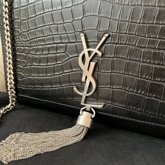 Saint Laurent YSL Kate Medium Croc Embossed Tassel bag crossbody/shoulder - Picture 2 of 13